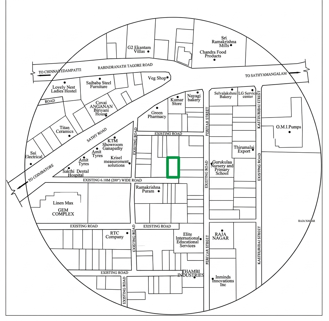 Srivari Green location map near Sakthi Bypass in Ganapathi